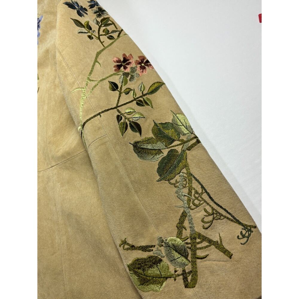 Bagatelle Suede Jacket Tan 14 Embroidered Boho Lined - Picture 14 of 16